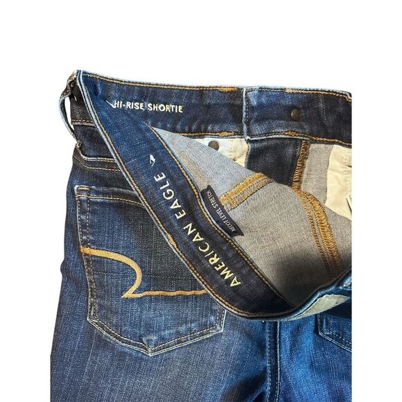 American Eagle Women's Size 2 Hi Rise Shortie Shorts Jean Stretch Dark Wash - Picture 5 of 6